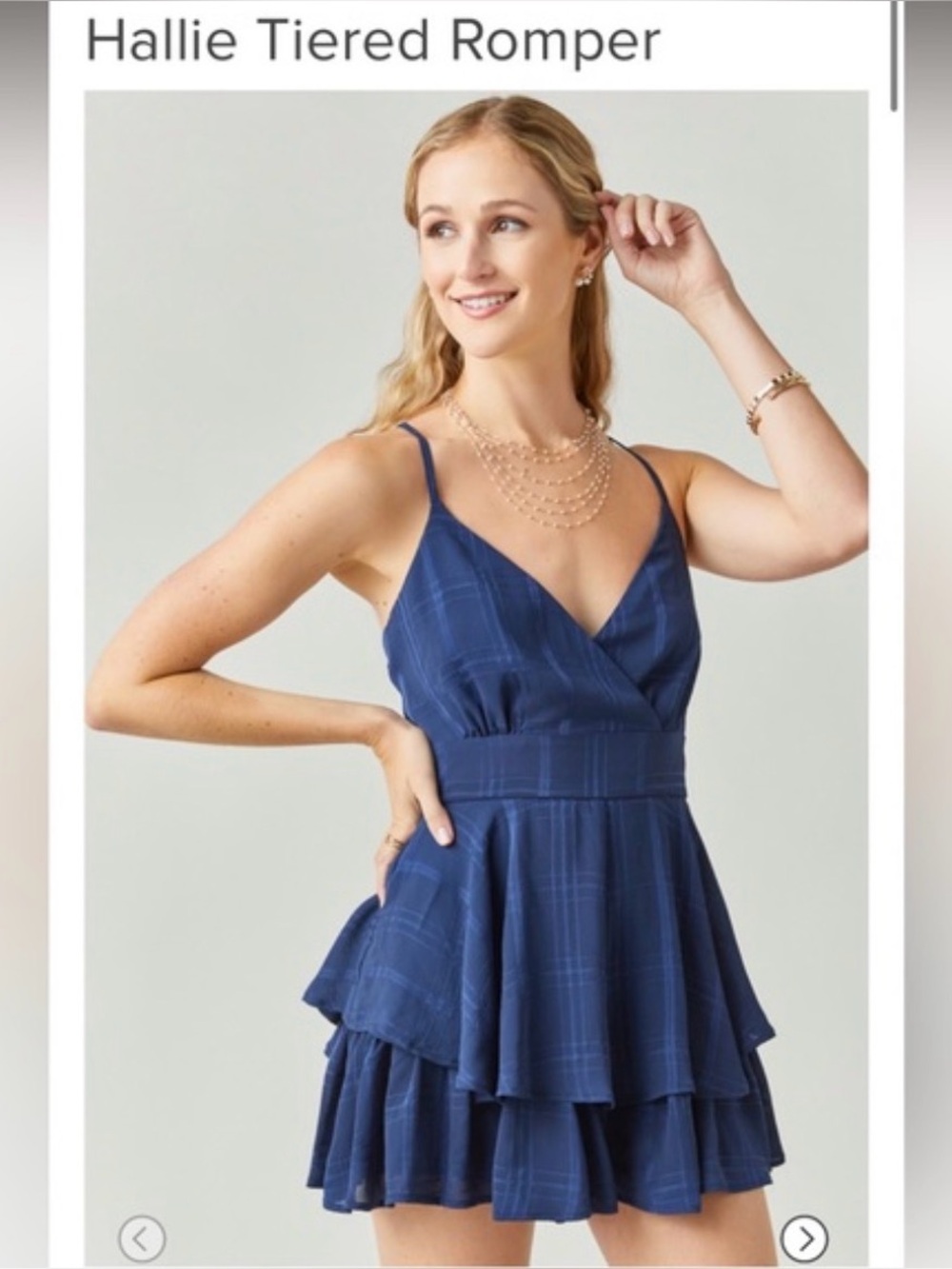 Francesca’s Hallie Tiered Romper - Navy